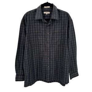 Foxfire Mens Black & White Plaid Long Sleeve Button-Up Shirt Size L